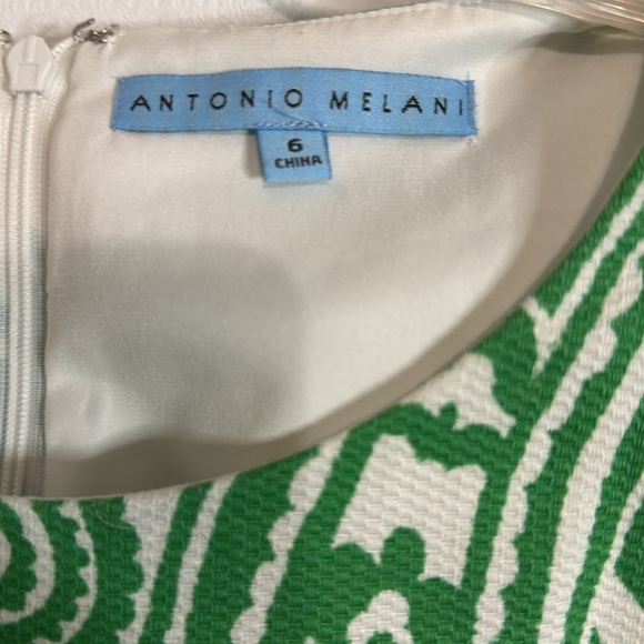 Antonio Melani Paisley Peplum green & white dress - Size 6 - Picture 2 of 4